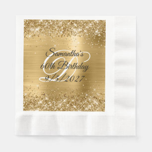 Faux Gold Glitter and Foil 60th Birthday Napkin