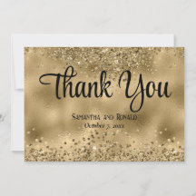 Faux Gold Glitter and Foil Wedding Thank You Card