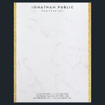 Faux Gold Glitter And White Marble Modern Template Letterhead<br><div class="desc">Faux Gold Glitter And White Marble Modern Elegant Glamour Template Letterhead.</div>