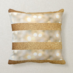 Faux Gold glitter and White Throw Pillow
