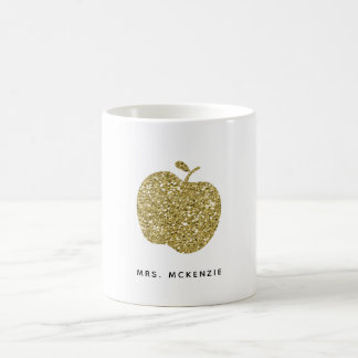 Faux Gold Glitter Apple | Teacher Coffee Mug