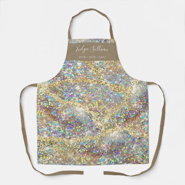 Faux gold glitter beauty professional apron (Front)
