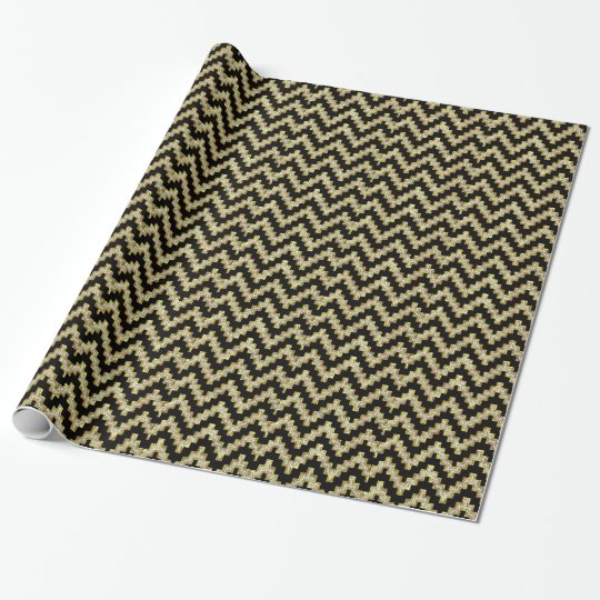 Faux Gold & Glitter Chevron Geometric Pattern