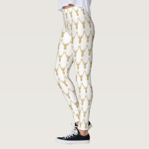 Faux Gold Glitter Christmas Deer Leggings