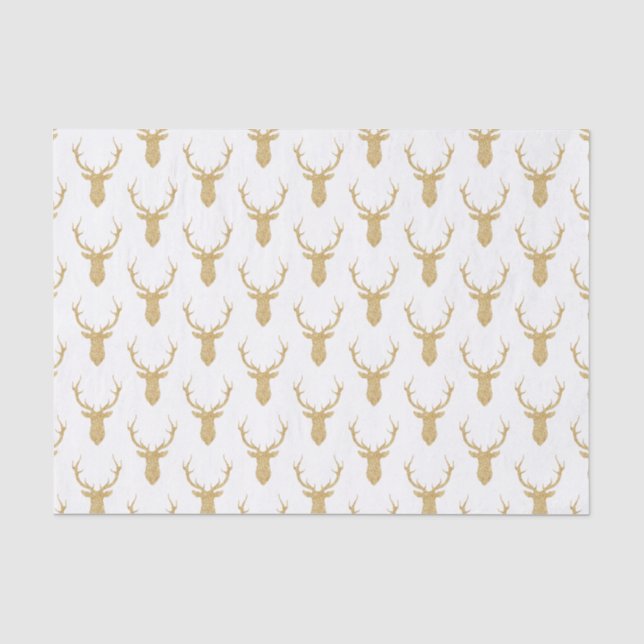 Faux Gold Glitter Christmas Deer  Tissue Paper (Front)