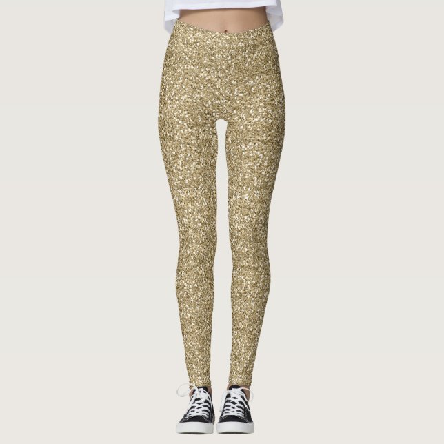 Faux Gold Glitter Design Leggings (Front)