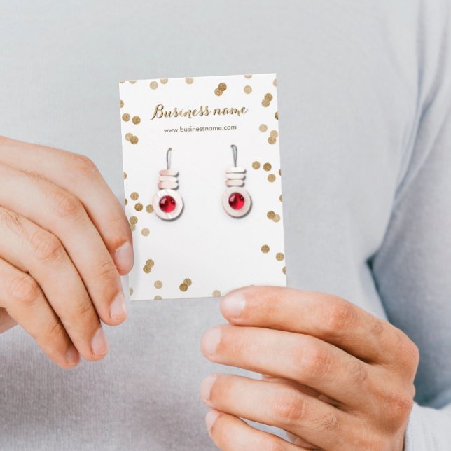 Faux Gold Glitter Dots Background Earring Cards (Creator Uploaded)