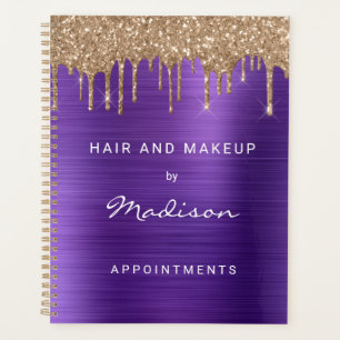Faux Gold Glitter Drip Purple Appointment Planner