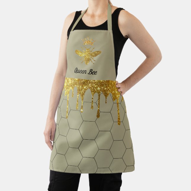 faux gold glitter drips queen bee apron (Insitu)