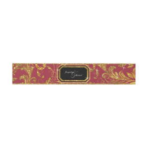 Faux Gold Glitter Elegant Scroll Classy Wedding Invitation Belly Band