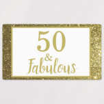 Faux Gold Glitter Fabulous 50th Birthday<br><div class="desc">50 & Fabulous multi-purpose labels | Text 50th Anniversary Wine Label | Gold chic glam party stickers</div>