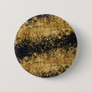 Faux Gold Glitter Faux Black Glitter Round Button