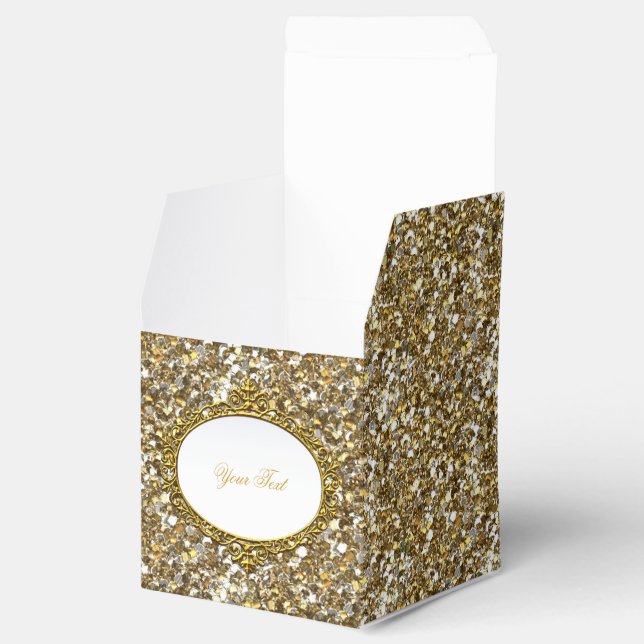 Faux Gold Glitter Favour Gift Box (Opened)
