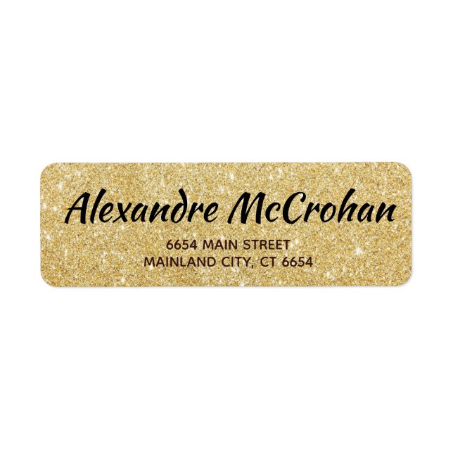 Faux Gold Glitter Foil Return Address (Front)