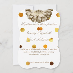 Faux Gold Glitter Foil Sunflower Inspired Wedding Save The Date