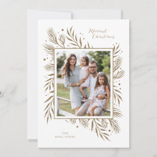 Faux Gold Glitter Foliage Christmas Holiday Card