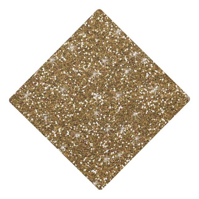 Faux Gold Glitter Graduation Cap Topper (Front)