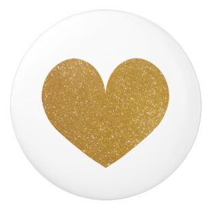 Faux gold glitter heart door and drawer pull knobs
