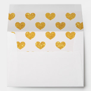 Faux Gold Glitter Hearts - Envelope