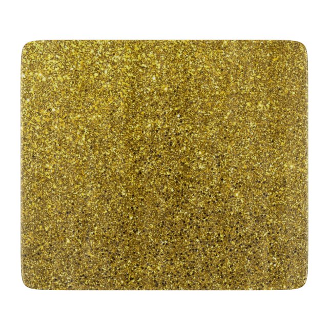 Faux Gold Glitter Modern Kitchen Cutting Board (Front)