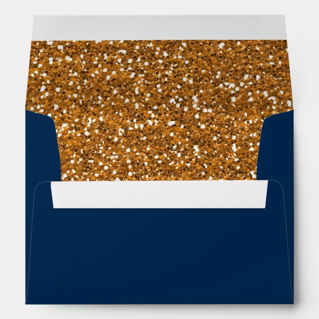 Faux Gold Glitter Navy Blue Envelope (Back (Bottom))