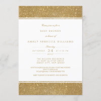 Faux Gold Glitter Neutral Baby Shower Invite