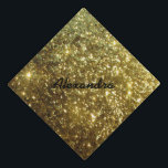Faux Gold Glitter optional Name Graduation Cap Topper<br><div class="desc">Make the top of your grad hat sparkle with this faux gold glitter gradation cap topper. Has space to add your name.</div>