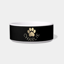 Faux Gold Glitter Pawprint Custom Name Dog