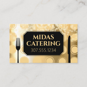 Faux gold glitter personal chef catering culinary business card
