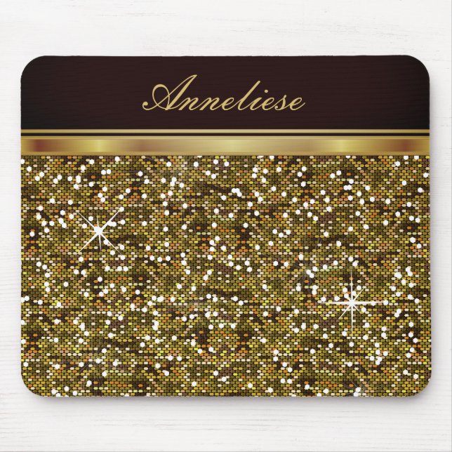 Faux Gold Glitter - Personalized Mouse Pad (Front)