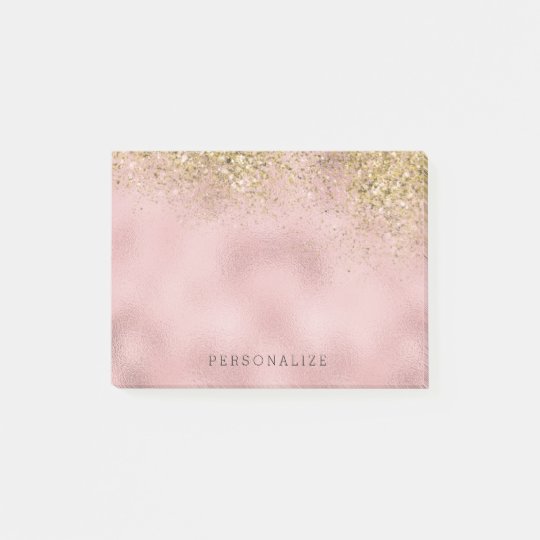 Faux Gold Glitter Pink Faux Foil Post-it® Notes