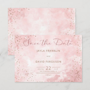 Faux Gold Glitter & Pink Modern Wedding Save The Date