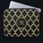 Faux Gold Glitter Quatrefoil Ikat Pattern Laptop Sleeve<br><div class="desc">Faux gold and diamonds glitter quatrefoil Ikat geometric pattern over custom black background changeable on the website. Pastel overall tones. many colour combination is available and many can be created on the website. If you need any help customizing any of my designs, contact ArtOnWear designer. Free text formatting with live...</div>