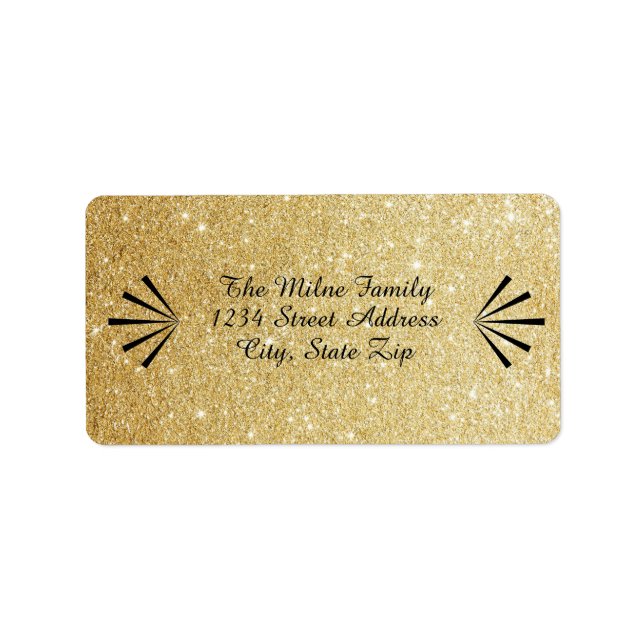 Faux Gold Glitter Retro - Address Labels (Front)