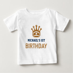 Faux Gold Glitter Royal Prince Crown Birthday Baby T-Shirt