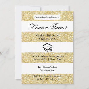 Faux Gold Glitter Stripe - Grad Announcement