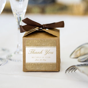 Faux Gold Glitter Wedding Thank You Favour Sticker