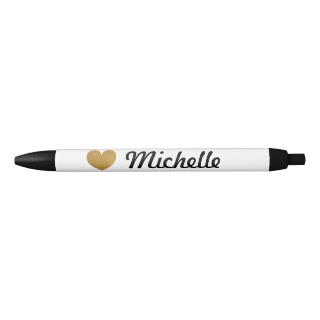 Faux gold glittery heart personalized name pen (Front)