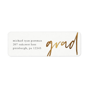 Faux Gold Grad Mailing Label