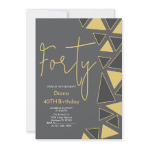 Faux Gold & Grey Invitation d'anniversaire