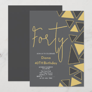 Faux Gold & Grey Invitation d'anniversaire