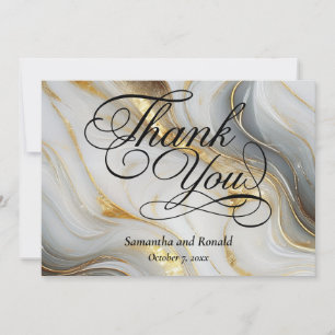 Faux Gold Grey White Marbled Formal Thank You Card
