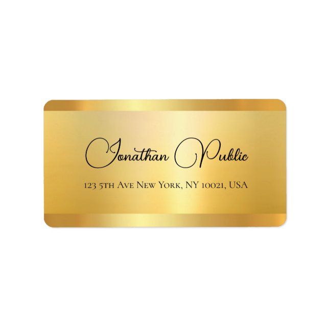 Faux Gold Hand Script Name Elegant Typography Label (Front)