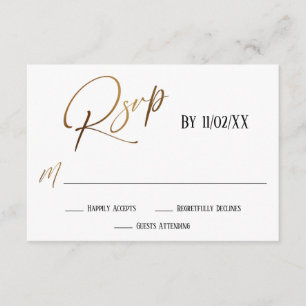 Faux Gold Handwriting Elegant RSVP Enclosure Card