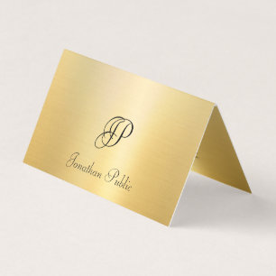 Faux Gold Handwritten Script Monogrammed Business Card