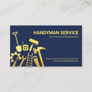 Faux Gold Handyman Tools Home Renovation Business Card