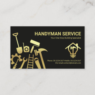 Faux Gold Handyman Tools Home Repairs Business Card