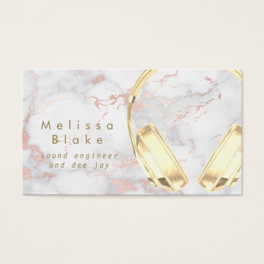 faux gold headphones on marble business card