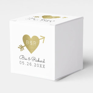 faux gold heart of love favor box