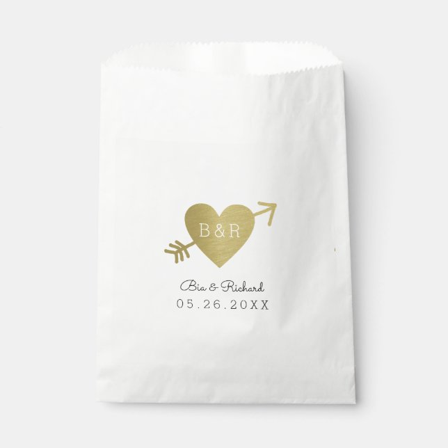faux gold heart of love favour bag (Front)